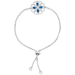 Sterling Silver Opal Shamrock Bolo Bracelet